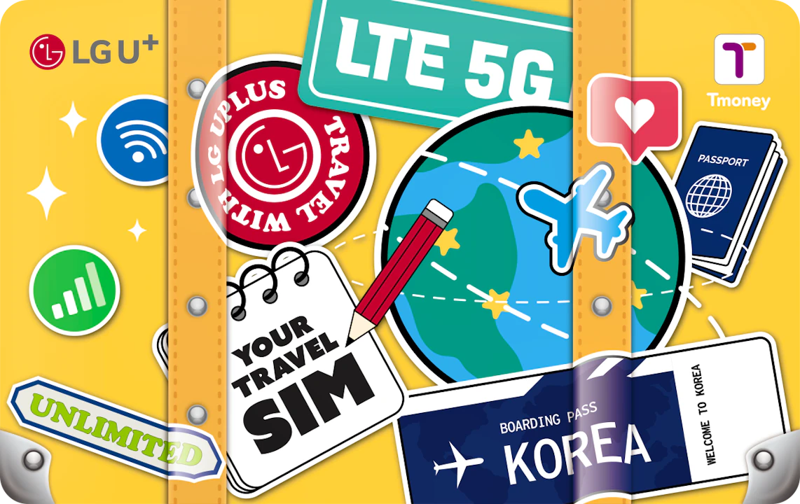 Korea Unlimited 4G Data SIM & T-Money Transportation Card